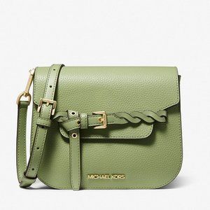 Michael Kors Emilia Small Pebbled Leather Crossbody Bag Light Sage